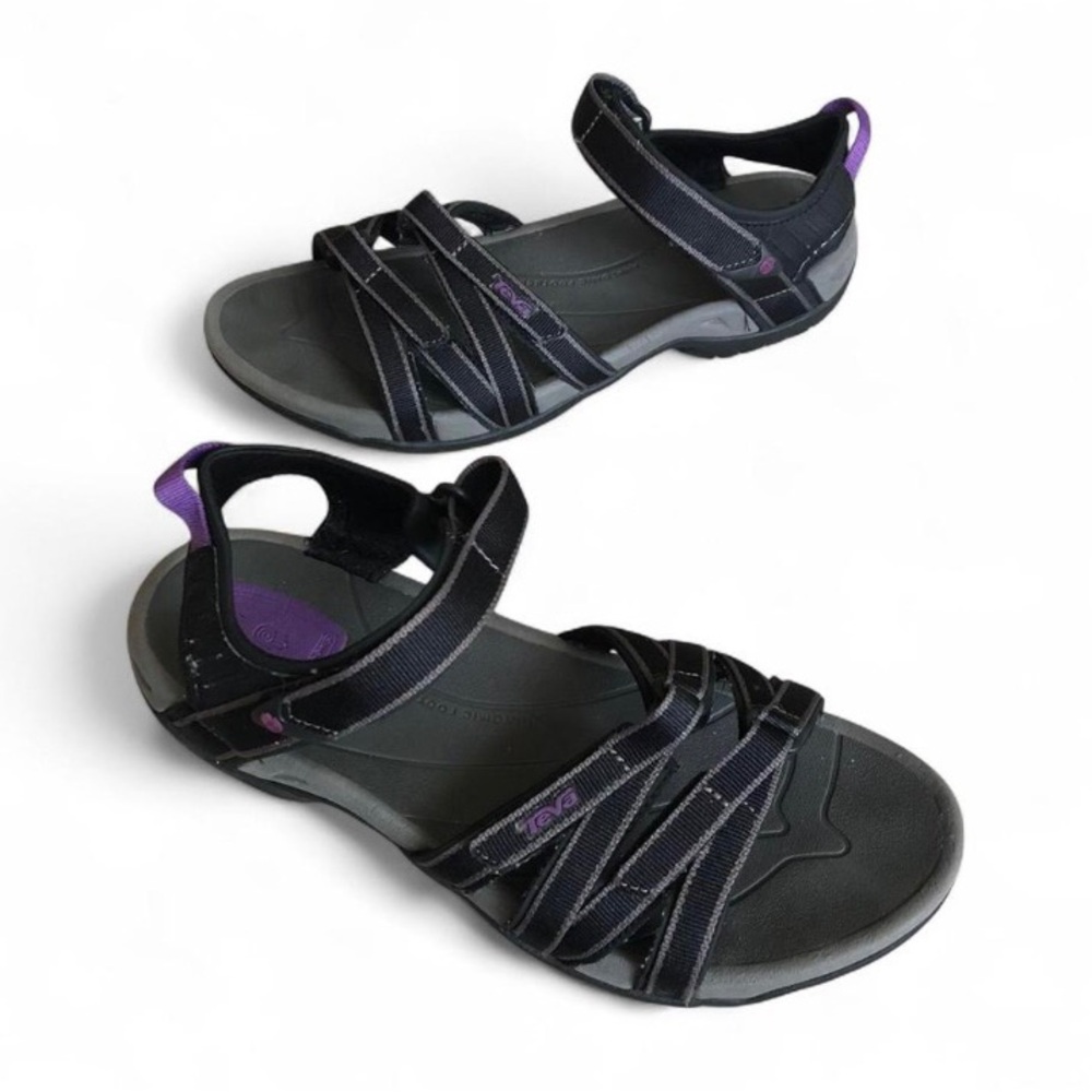 Teva Women's Tirra 4266 Sandals Hiking Strap Black Purple Hook Loop Size 10